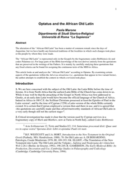 Optatus and the African Old Latin