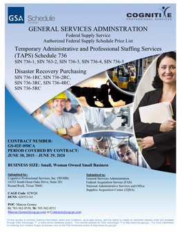 GENERAL SERVICES ADMINSTRATION Federal Supply Service Authorized Federal Supply Schedule Price List