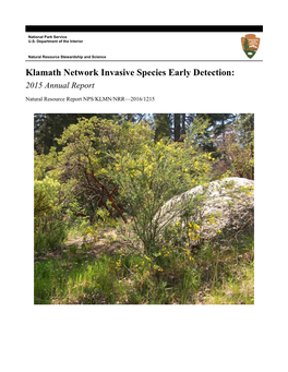 Klamath Network Invasive Species Early Detection: 2015 Annual Report