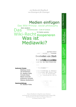 Ein Mediawiki-Handbuch Von Einsteigern Für Einsteiger