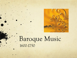 Baroque Music 1600-1750 Definition