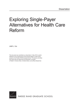 Exploring Single-Payer Alternatives for Health Care Reform