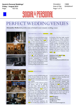 PERFECT WEDDING VENUES Alexandra Mckeever Profiles Some of Ireland’S Most Romantic Wedding Venues