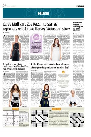 Carey Mulligan, Zoe Kazan to Star As Reporters Who Broke Harvey