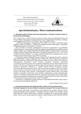Apró Közlemények / Short Communications