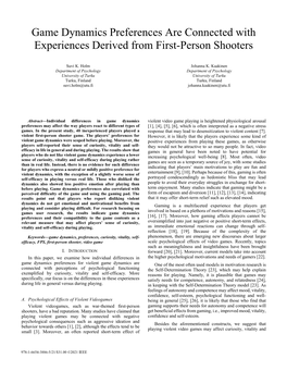 Game Dynamics Preferences Are Connected with Experiences Derived from First-Person Shooters