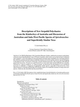 Descriptions of New Serpulid Polychaetes from the Kimberleys Of