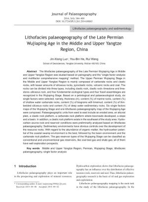 Lithofacies Palaeogeography of the Late Permian Wujiaping Age in the Middle and Upper Yangtze Region, China