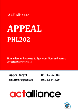 APPEAL Philippines Typhoon Goni and Vamco PHL202
