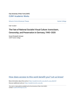 The Fate of National Socialist Visual Culture: Iconoclasm, Censorship, and Preservation in Germany, 1945–2020