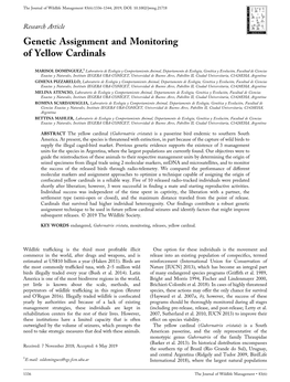 Genetic Assignment and Monitoring of Yellow Cardinals