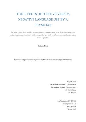 The Effects of Positive Versus Negative Language Use by a Physician