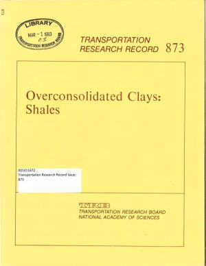 Overconsolidated Clays: Shales
