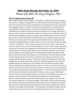 Women of the Bible: the Story of Potiphar's Wife
