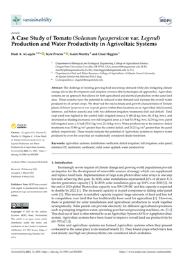Production and Water Productivity in Agrivoltaic Systems