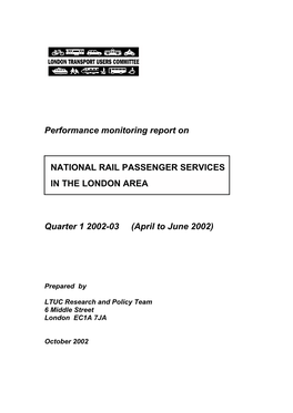 Performance Monitoring Report on NATIONAL RAIL