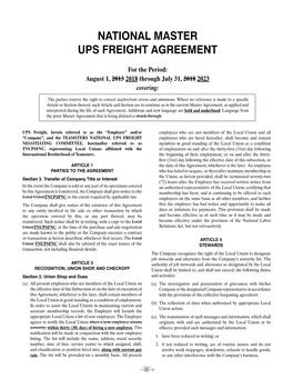 National Master Ups Freight Agreement