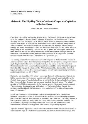 Bulworth: the Hip-Hop Nation Confronts Corporate Capitalism a Review Essay
