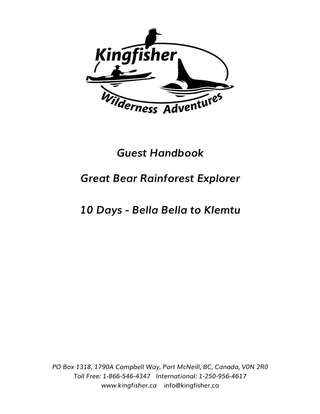 Guest Handbook Great Bear Rainforest Explorer 10 Days