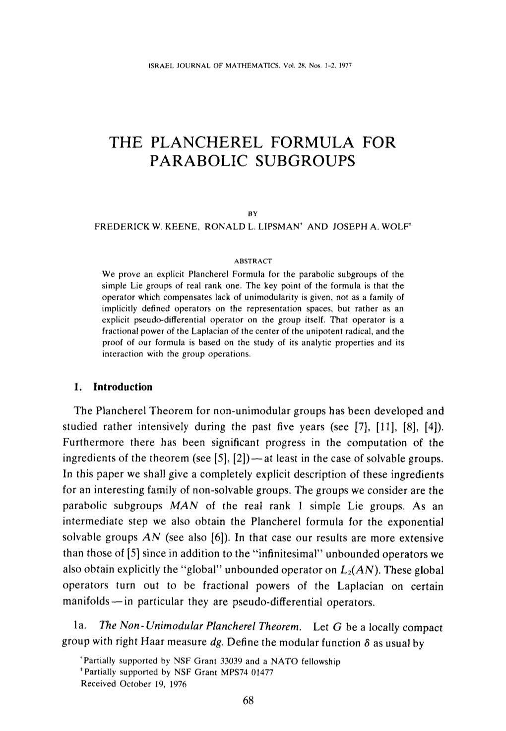 The Plancherel Formula for Parabolic Subgroups