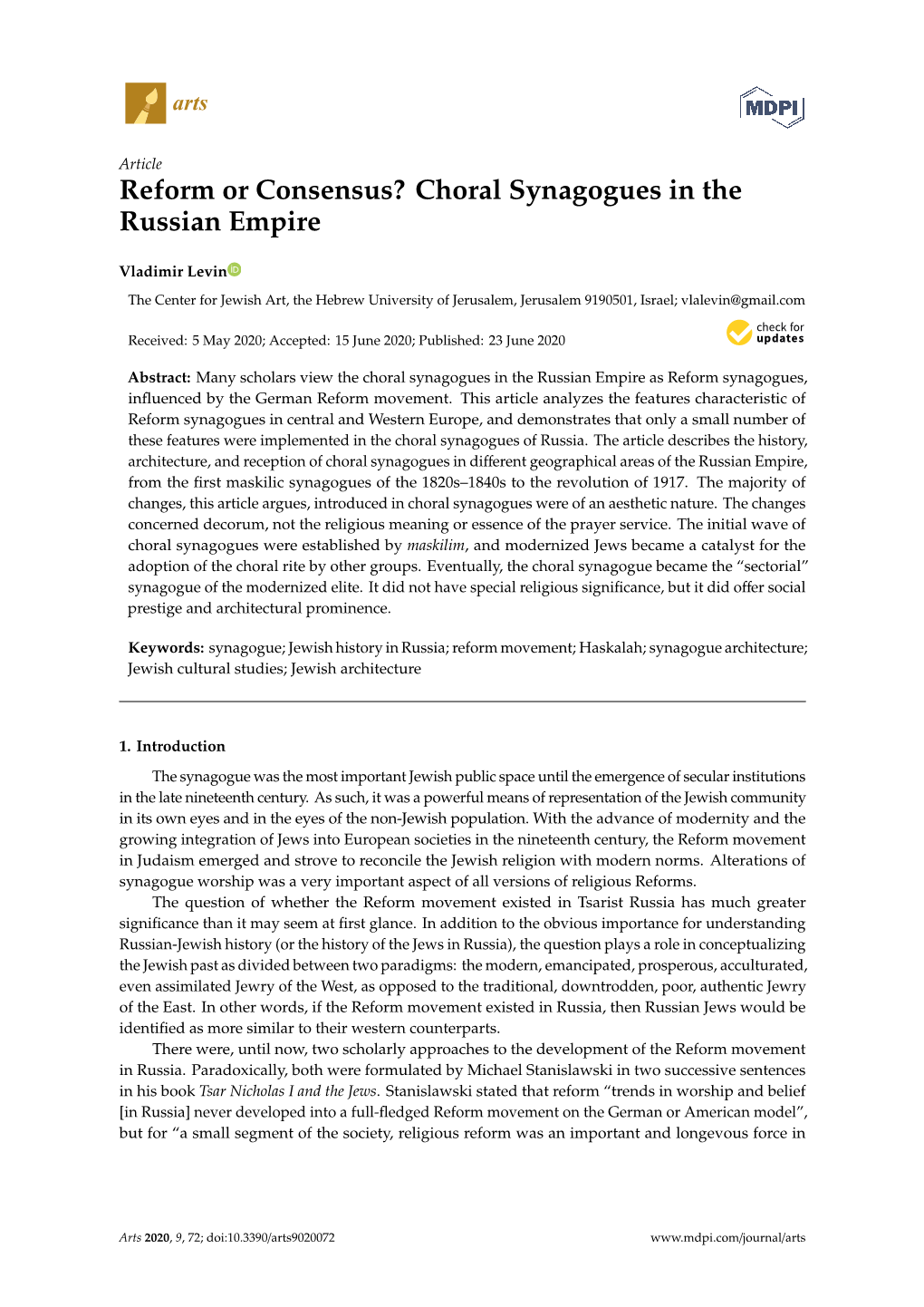 Reform Or Consensus? Choral Synagogues in the Russian Empire