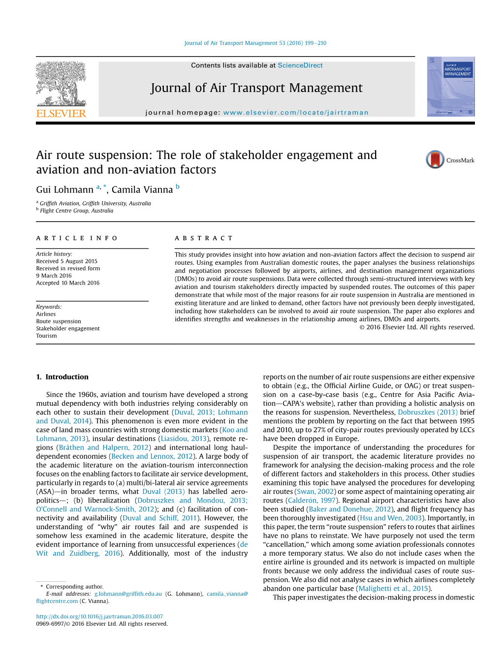 The Role of Stakeholder Engagement and Aviation and Non-Aviation Factors