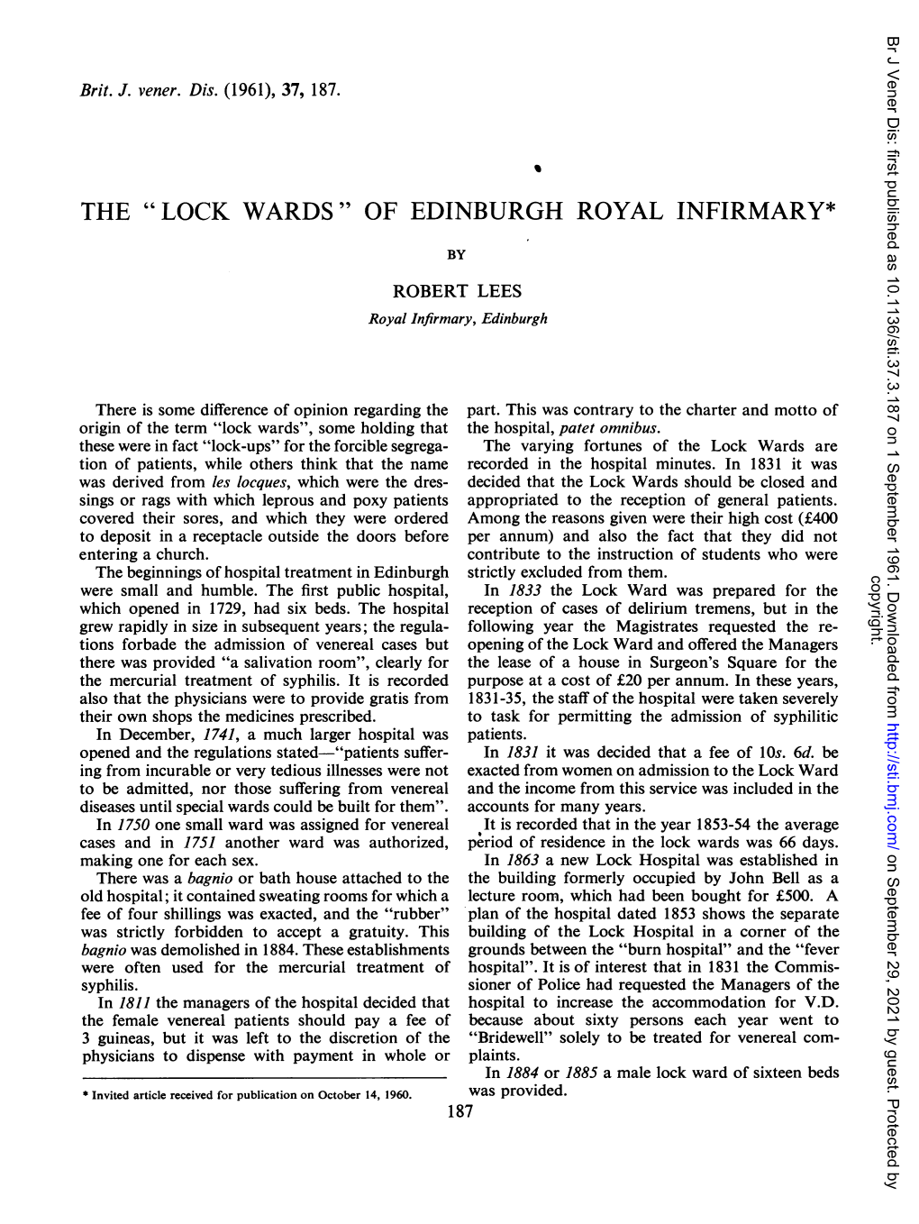 The "Lock Wards" of Edinburgh Royal Infirmary*