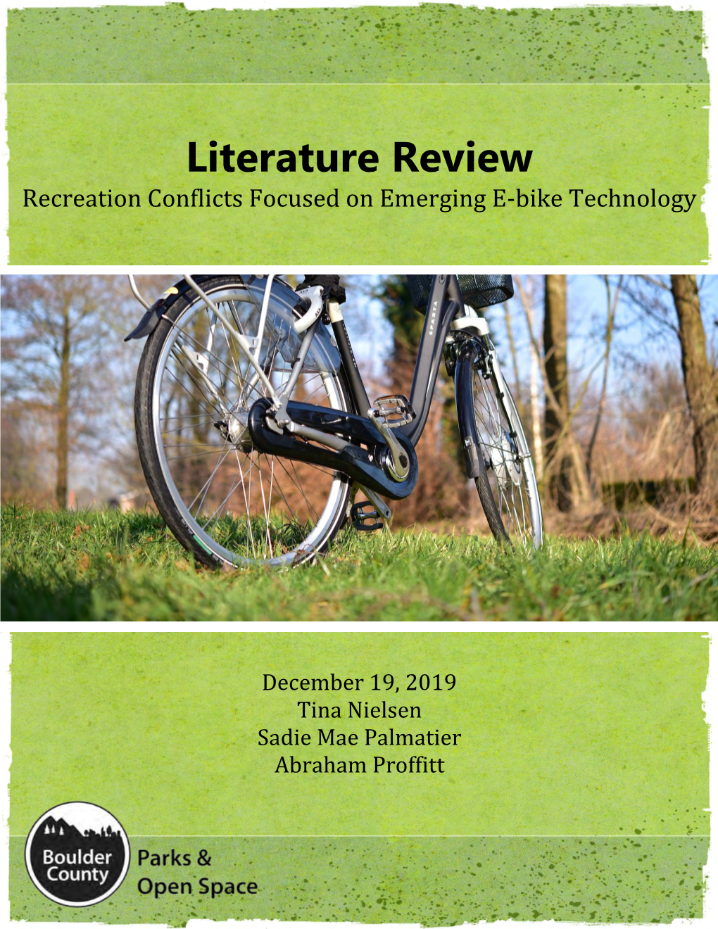 Literature Review of Bicycle and E-Bike Research, Policies & Management