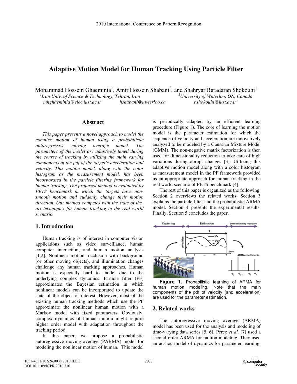 Adaptive Motion Model for Human Tracking Using Particle Filter