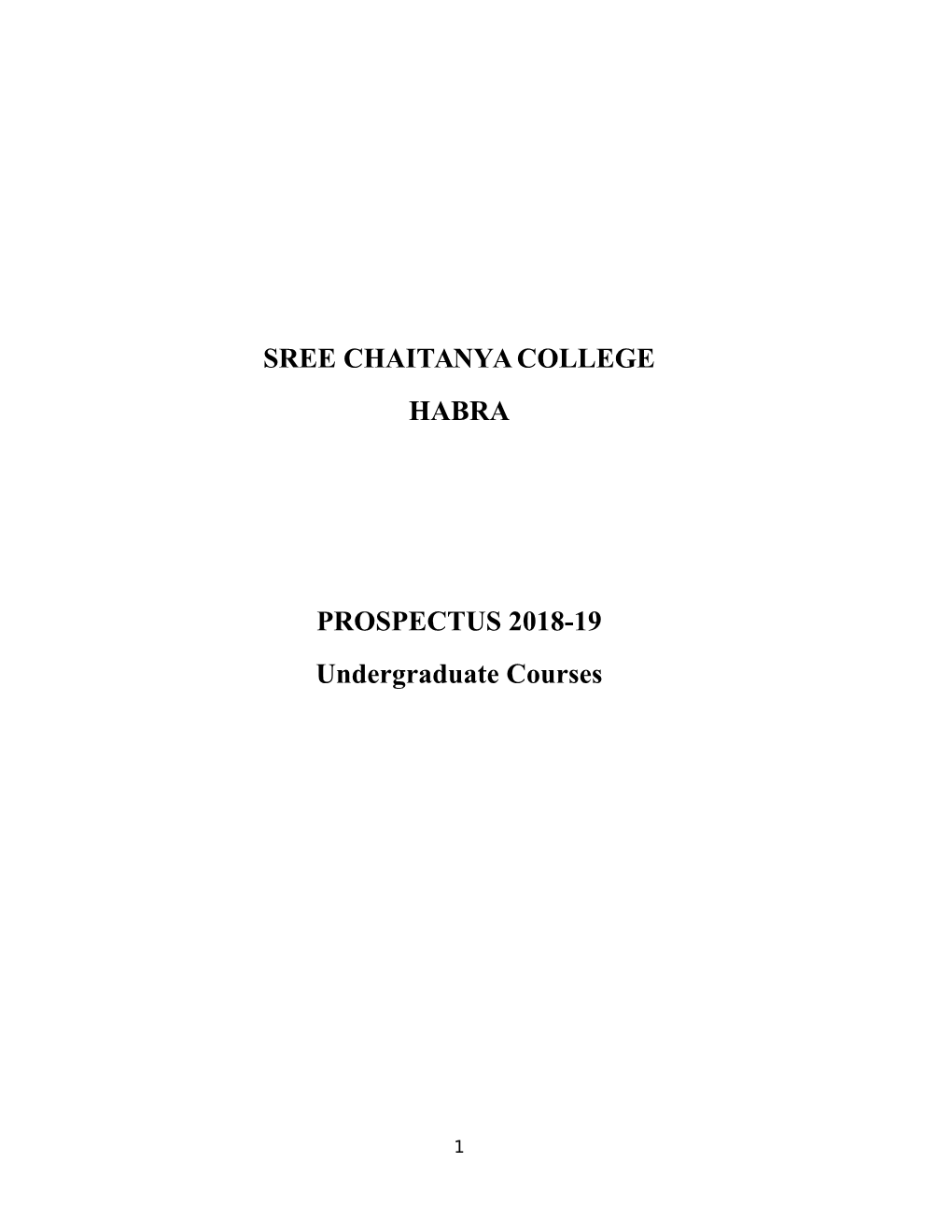 Sree Chaitanya College Habra Prospectus 2018-19