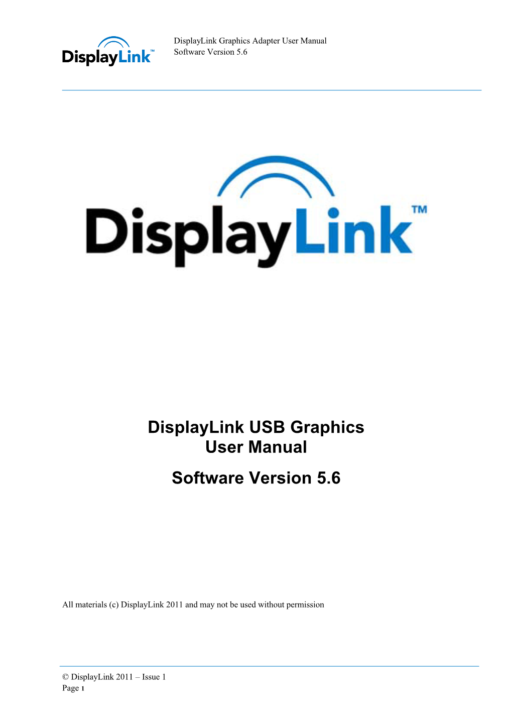 Displaylink Graphics Adapter User Manual Software Version 5.6