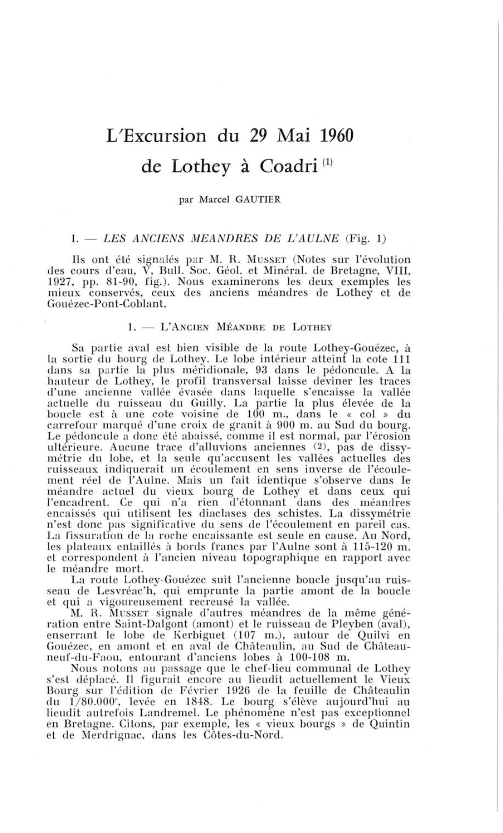 L'excursion Du 29 Mai 1960 De Lothey À Coadri