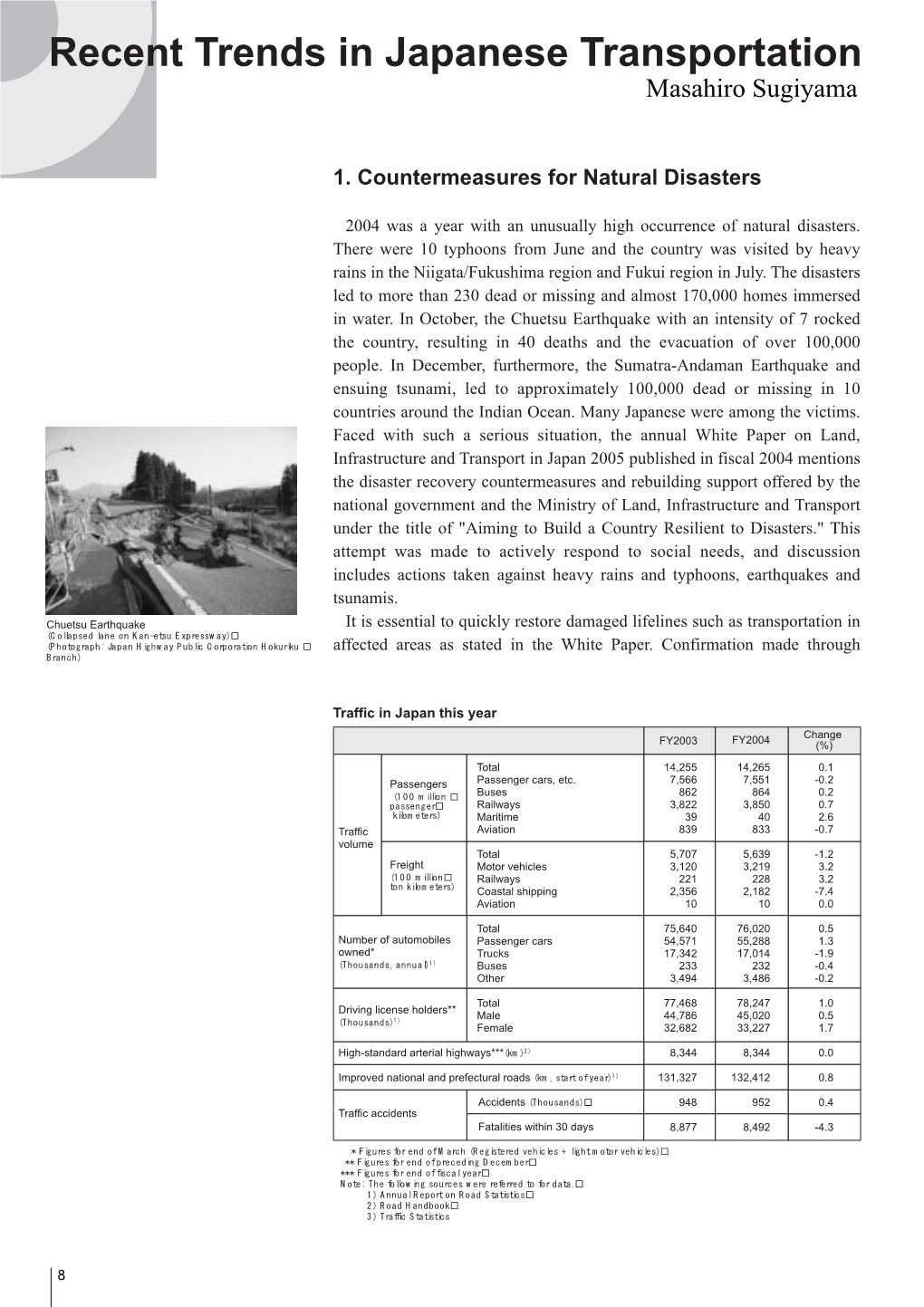 Recent Trends in Japanese Transportation Masahiro Sugiyama