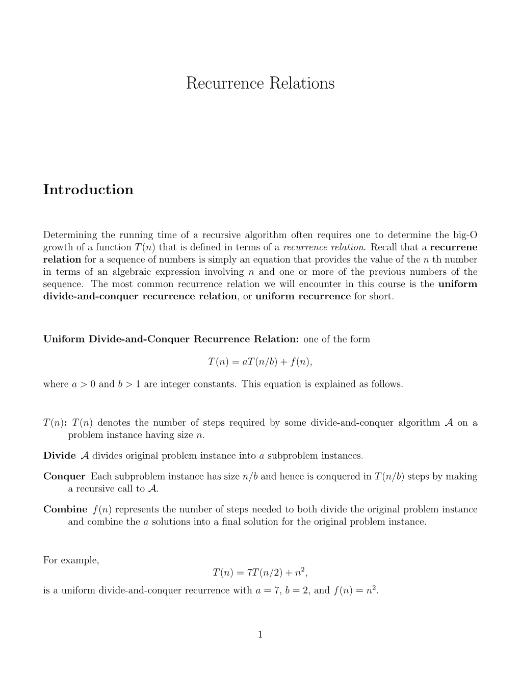 Recurrence Relations