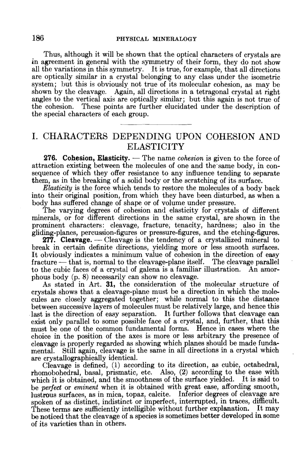 Characters Depending Upon Cohesion and Elasticity of Minerals