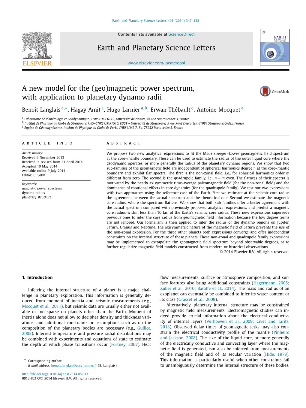 Magnetic Power Spectrum, with Application to Planetary Dynamo Radii