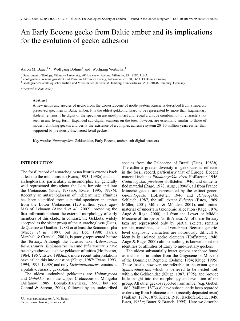 An Early Eocene Gecko from Baltic Amber and Its Implications for the Evolution of Gecko Adhesion