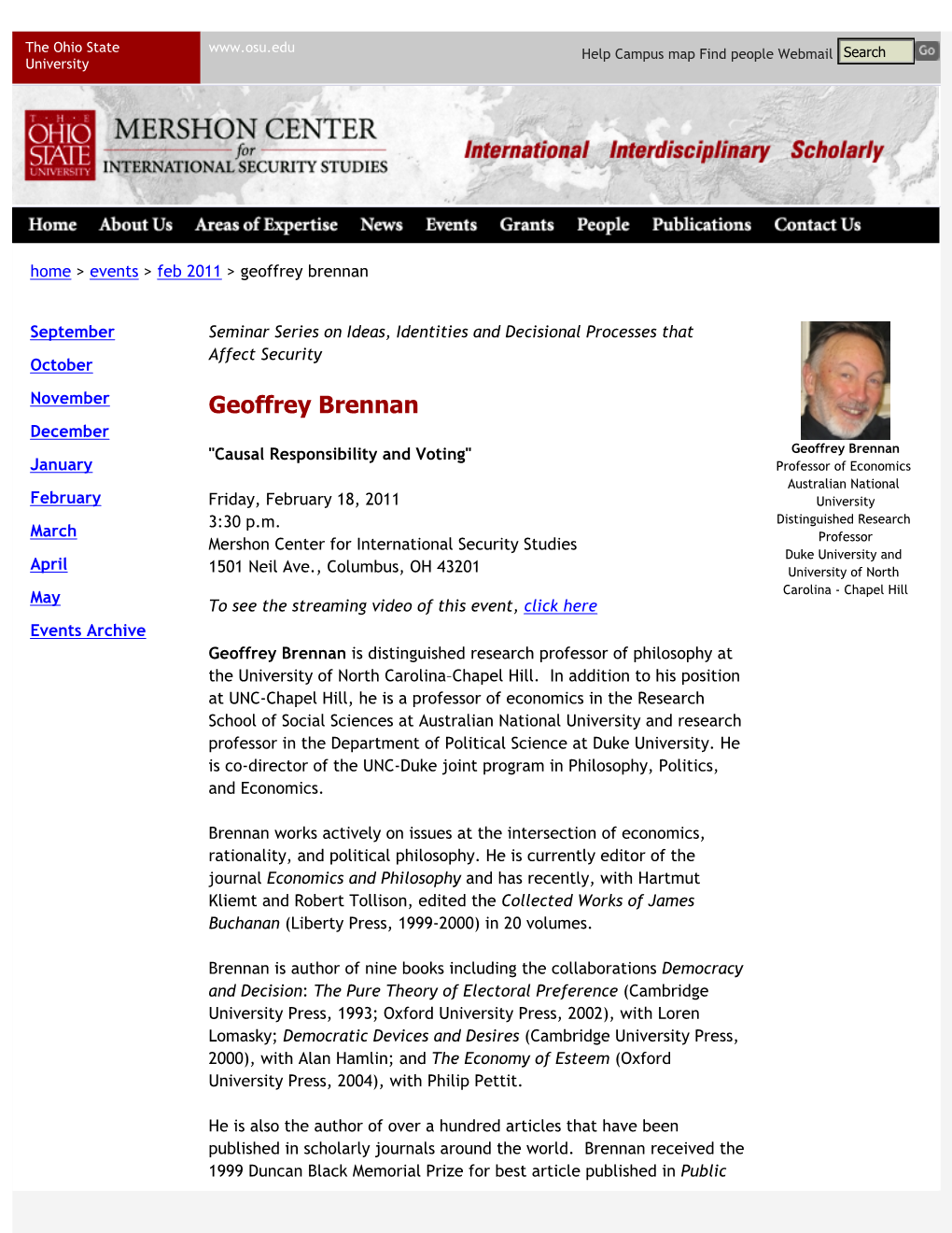 Geoffrey Brennan | Mershon Center for International Security Studies | the Ohio State University
