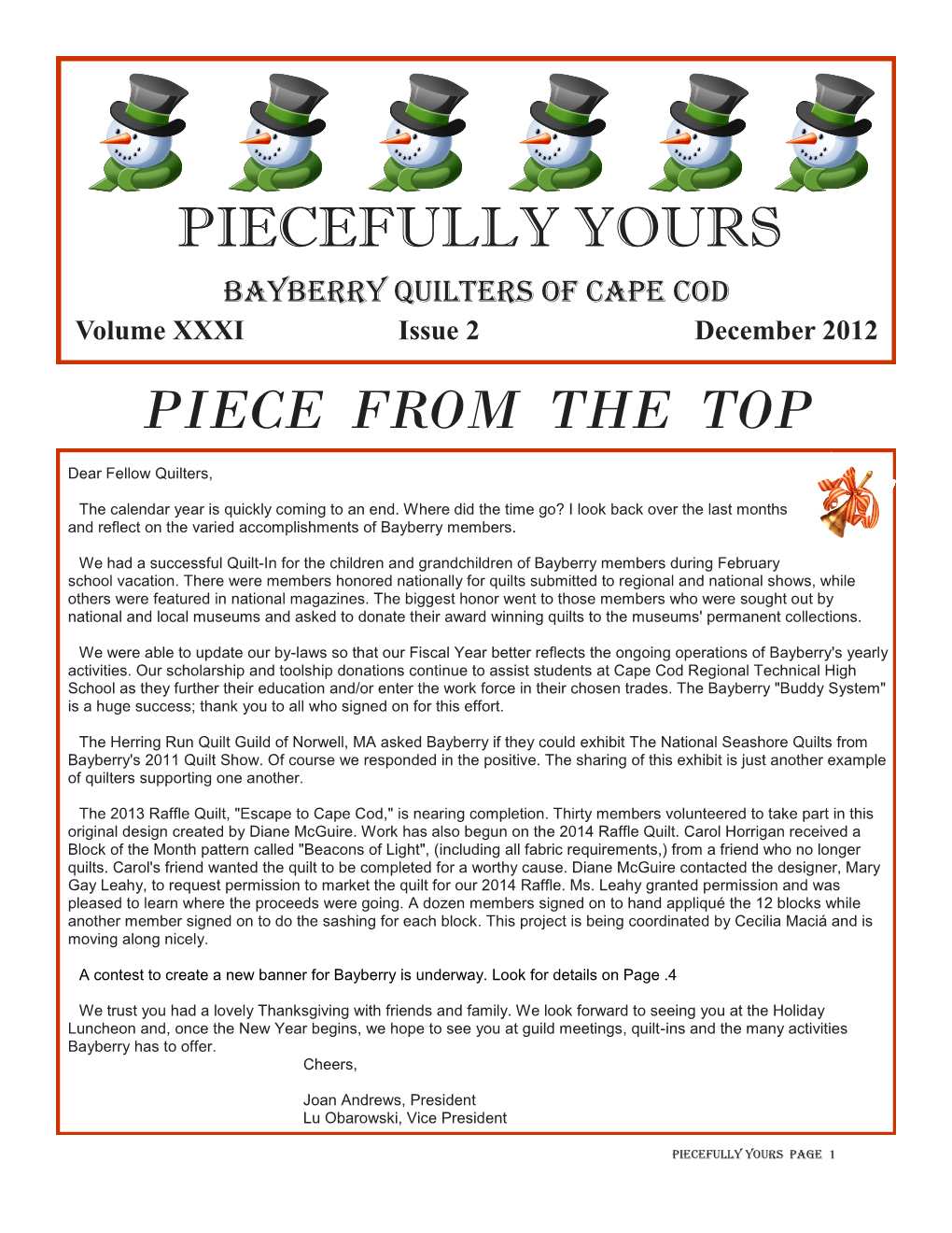 December Newsletter 2012