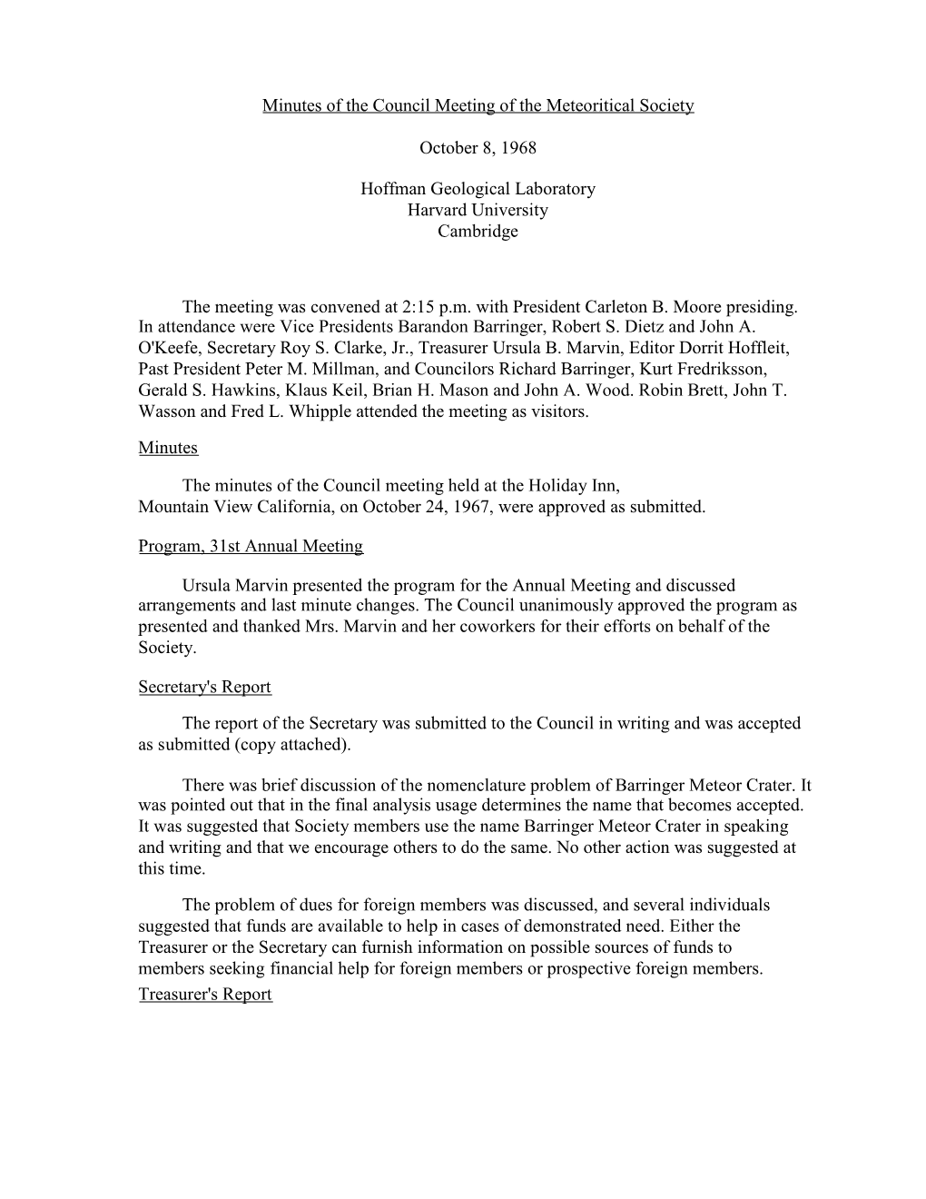 1968 Oct 8-10 Council Minutes