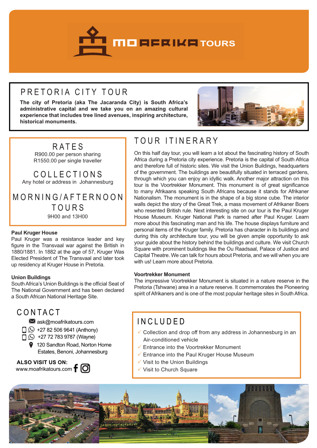 Pretoria City Tour Rates Collections Morning