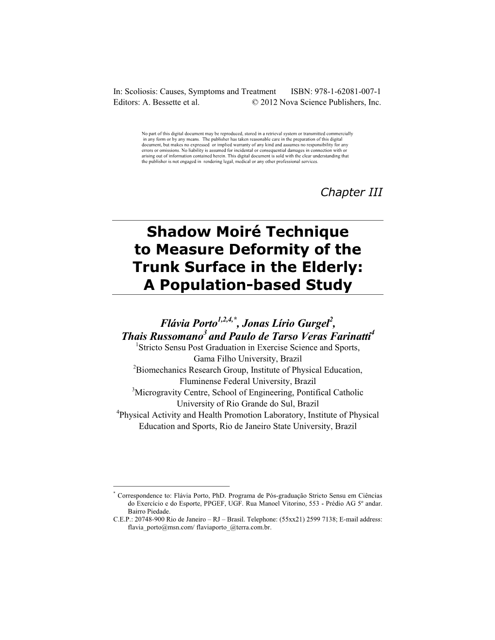 Shadow Moiré Technique to Measure Deformity of the Trunk Surface in the Elderly: a Population-Based Study