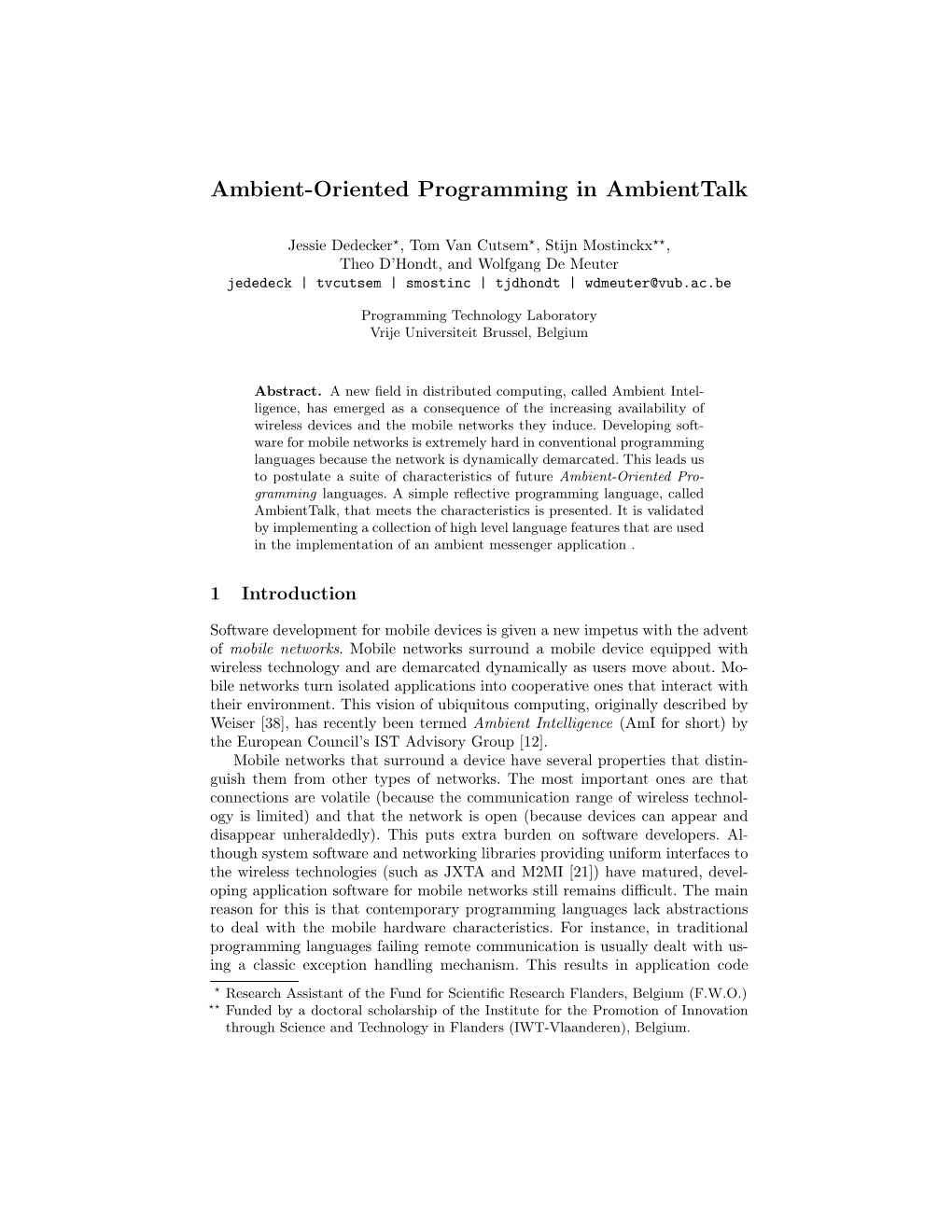 Ambient-Oriented Programming in Ambienttalk