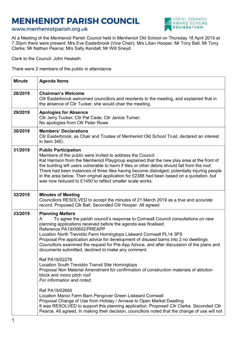 MPC Minutes 18 Apr 2019