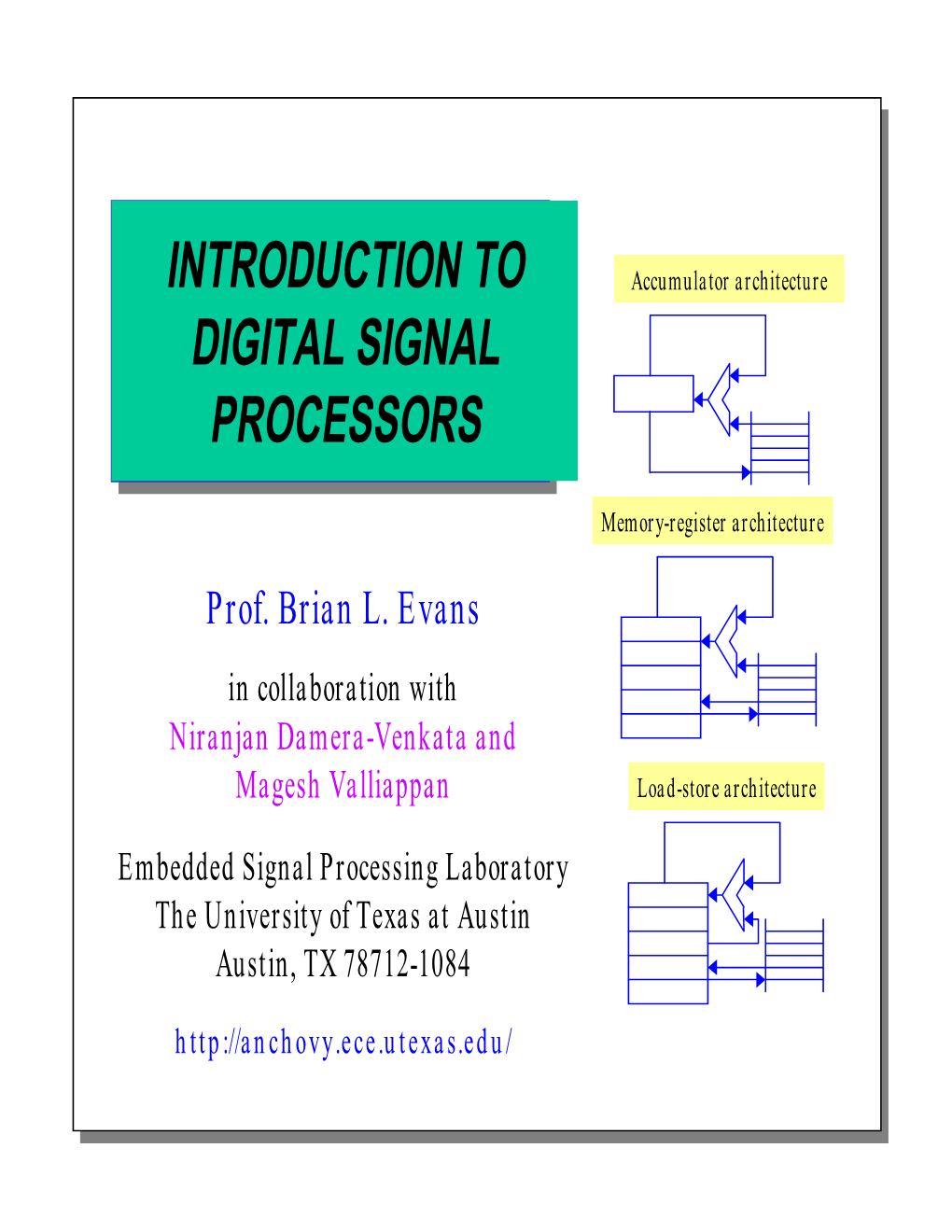 Introduction to Digital Signal Processors