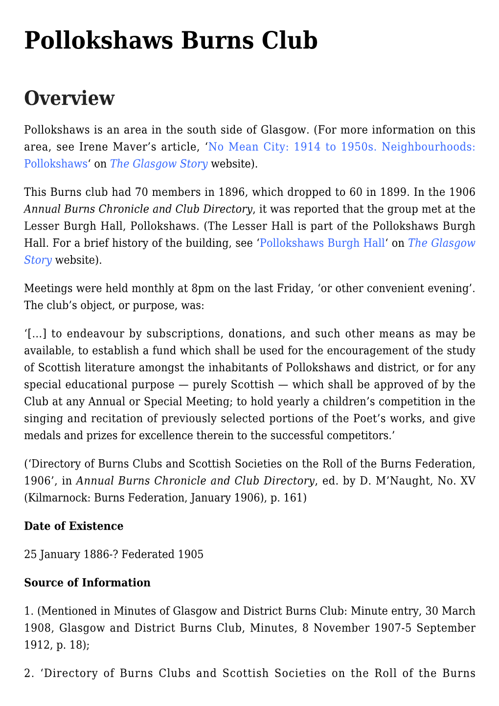 Pollokshaws Burns Club