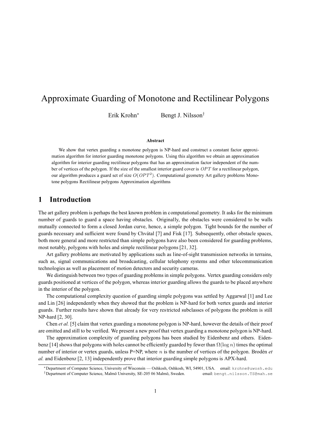 Approximate Guarding of Monotone and Rectilinear Polygons