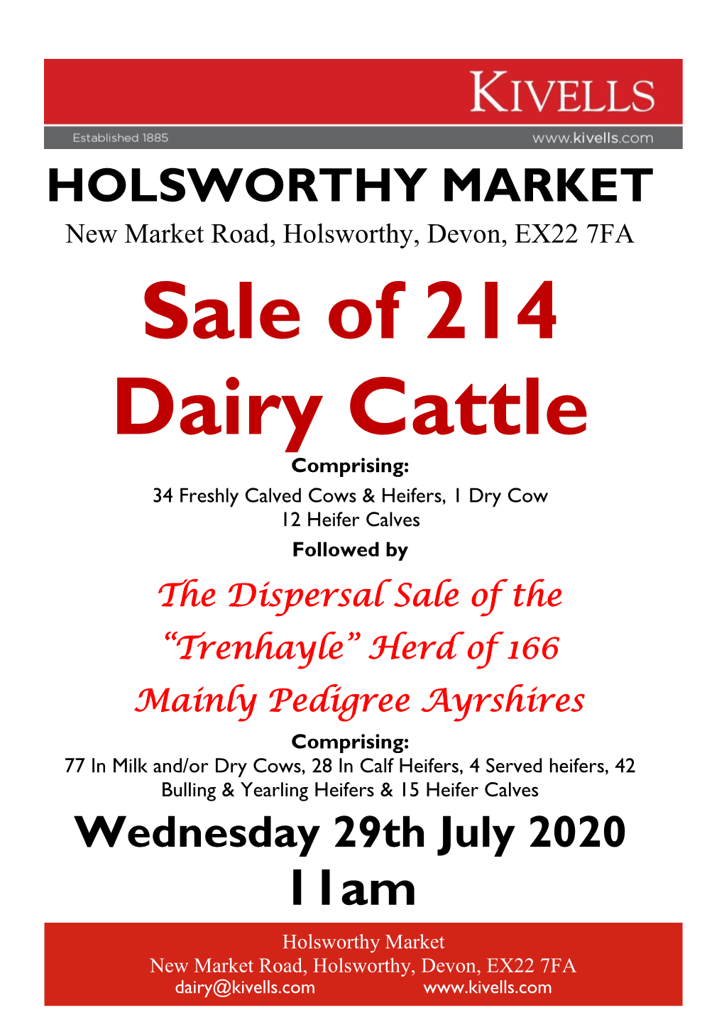 Sale of 214 Dairy Cattle