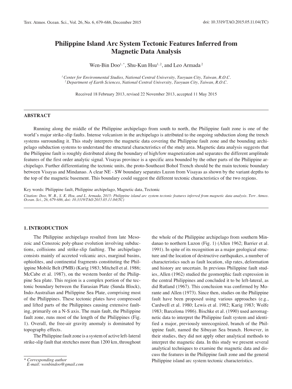 Philippine Island Arc System Tectonic Features Inferred from Magnetic Data Analysis