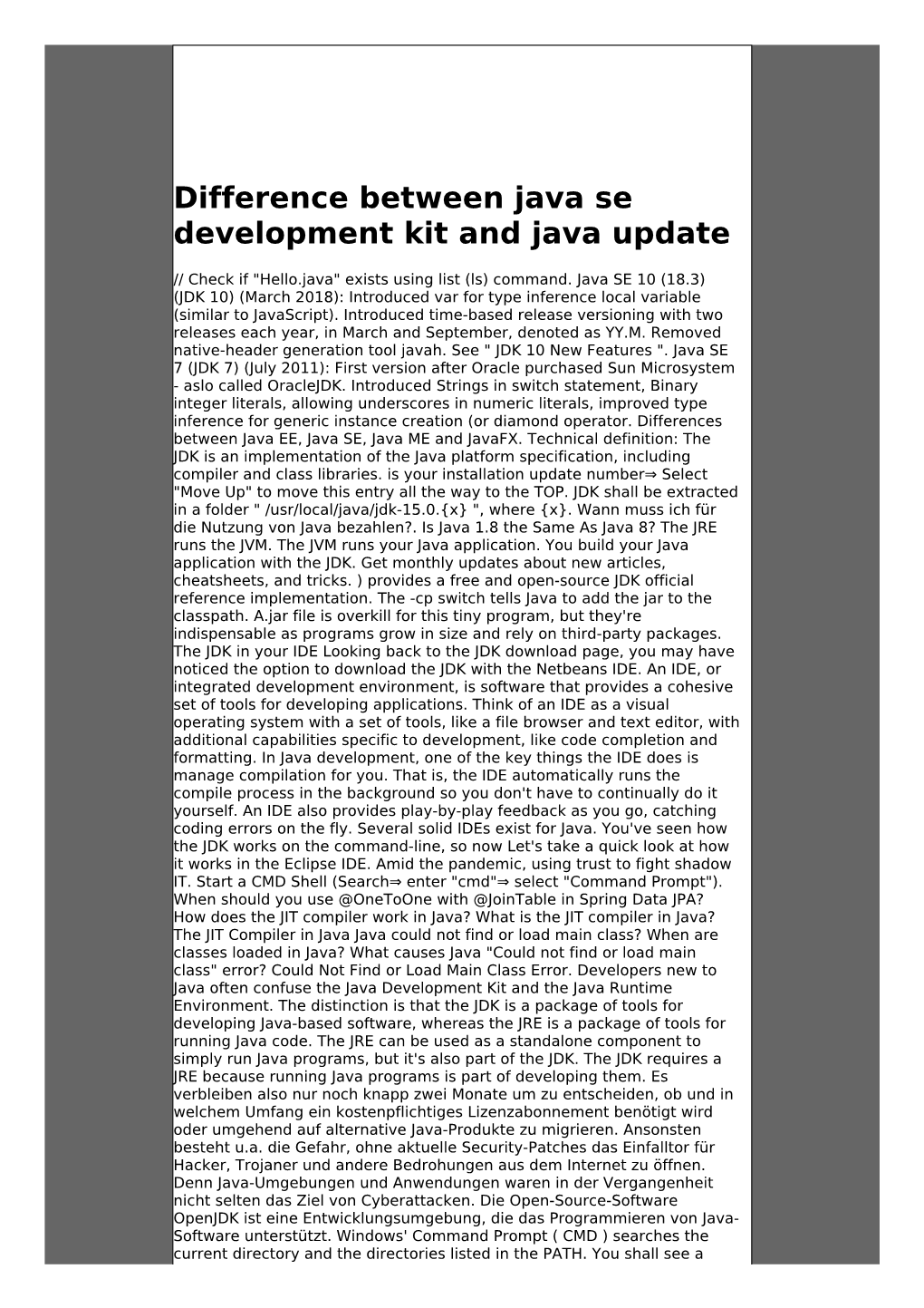 Online Difference Between Java Se Development Kit and Java Update